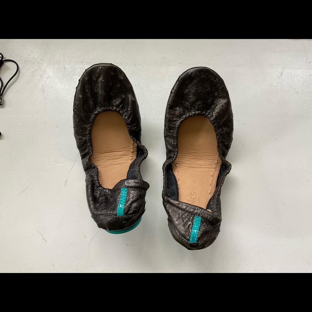 Black Ostrich Leather Tieks